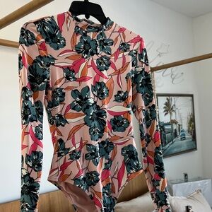 Billabong Floral Bodysuit - Coral and Teal